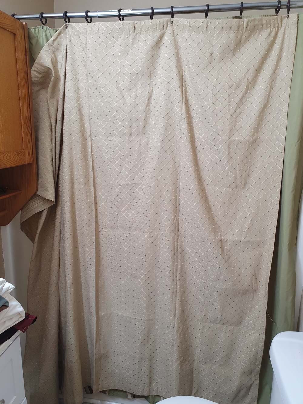 Beige Textured Shower Curtain - Neutral Bathroom Linen